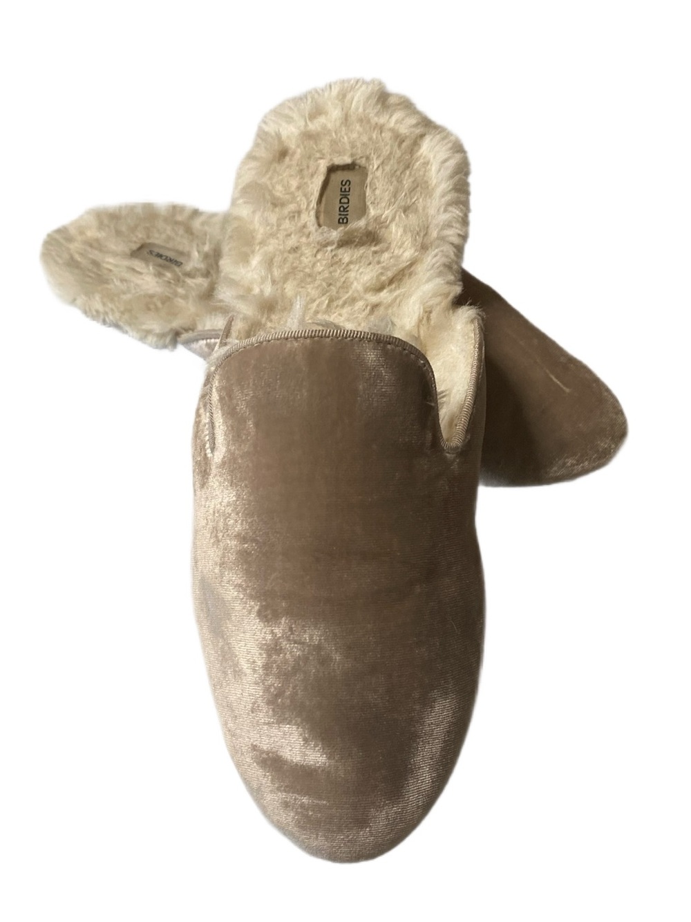 Birdies The Phoebe Classic Velvet & Faux Fur Hard Bottom Slippers Size 9